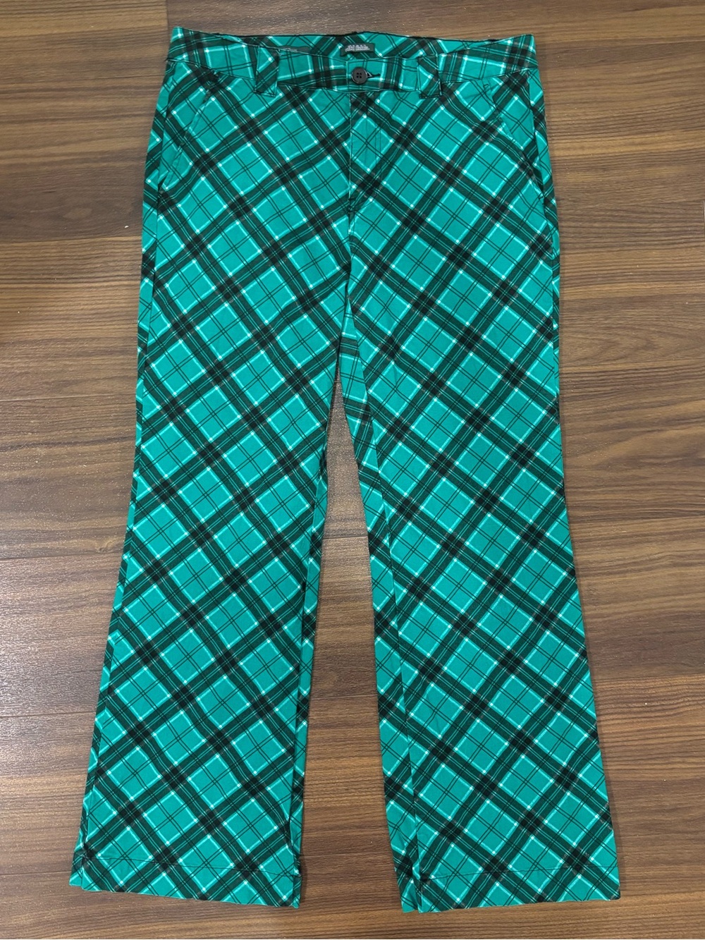 Wild Fable Size 12 Green Plaid Low Rise Flare Pants